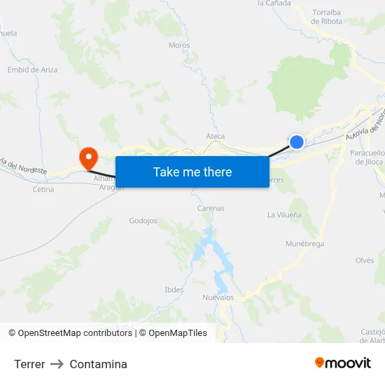 Terrer to Contamina map
