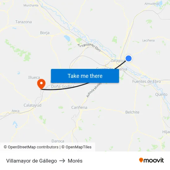 Villamayor de Gállego to Morés map