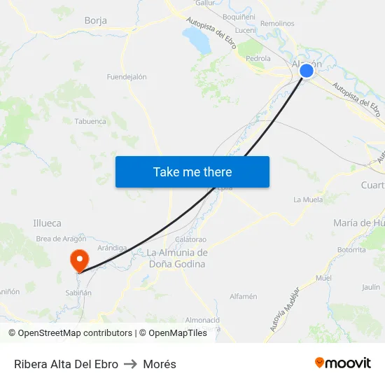 Ribera Alta Del Ebro to Morés map