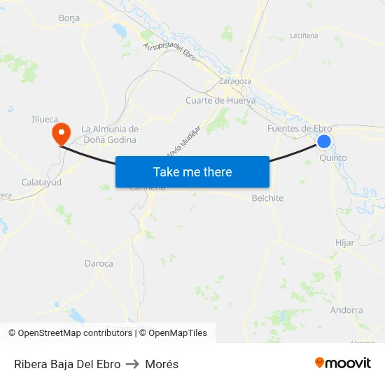 Ribera Baja Del Ebro to Morés map
