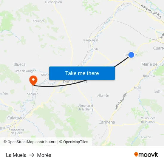 La Muela to Morés map