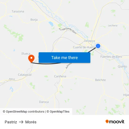 Pastriz to Morés map