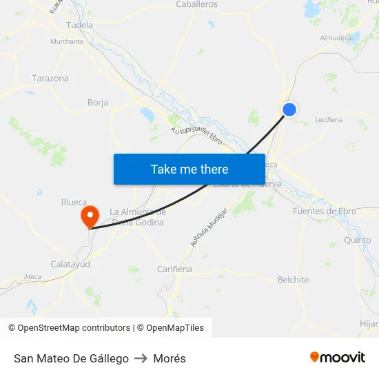 San Mateo De Gállego to Morés map