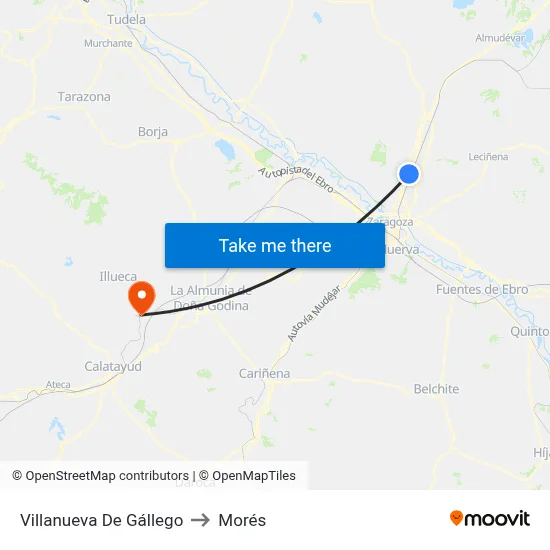 Villanueva De Gállego to Morés map