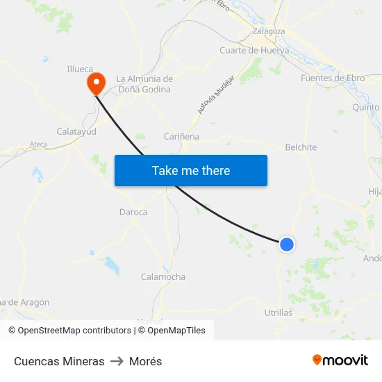 Cuencas Mineras to Morés map