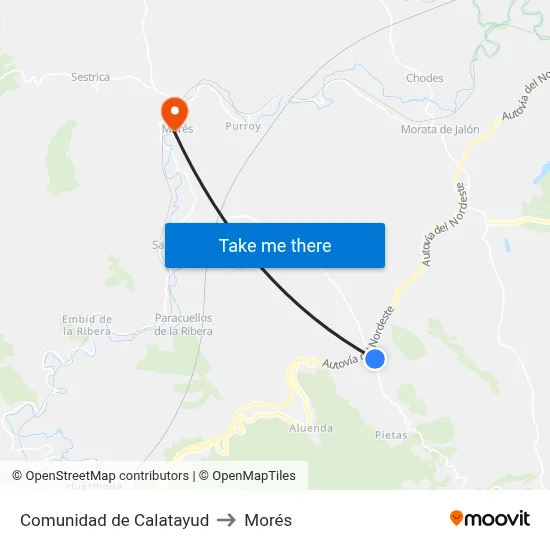 Comunidad de Calatayud to Morés map