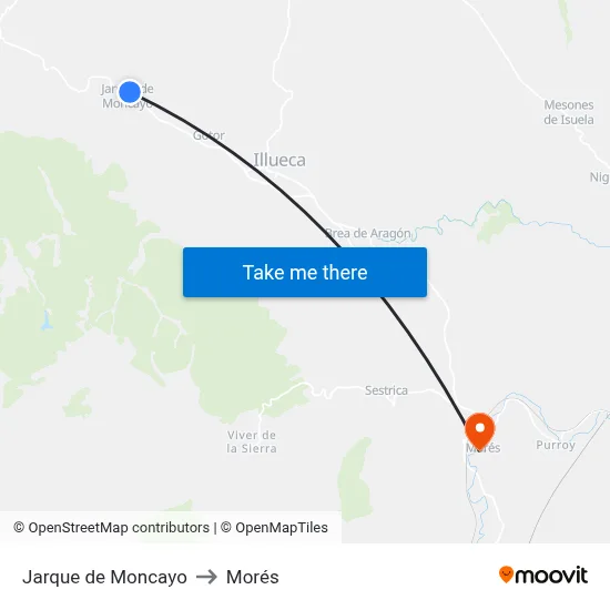 Jarque de Moncayo to Morés map