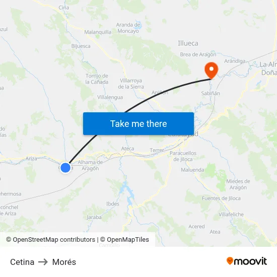 Cetina to Morés map