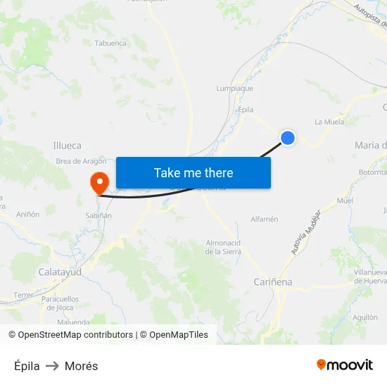 Épila to Morés map