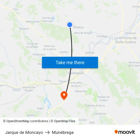 Jarque de Moncayo to Munébrega map