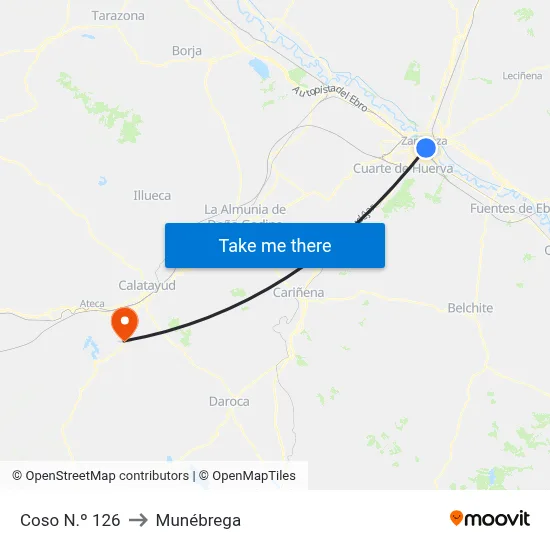 Coso N.º 126 to Munébrega map