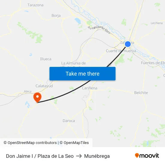 Don Jaime I / Plaza de La Seo to Munébrega map