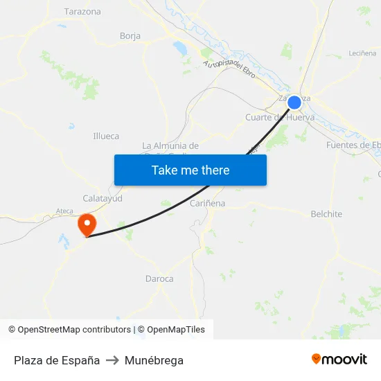 Plaza de España to Munébrega map