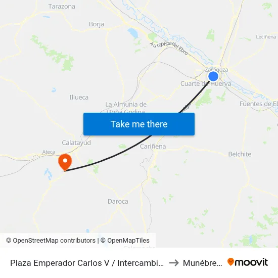 Plaza Emperador Carlos V / Intercambiador to Munébrega map
