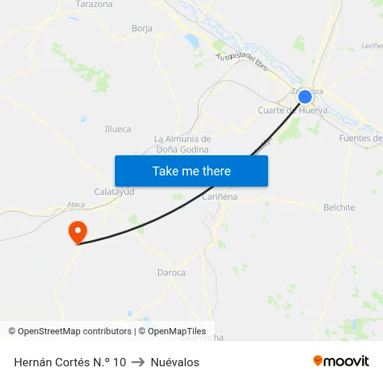 Hernán Cortés N.º 10 to Nuévalos map