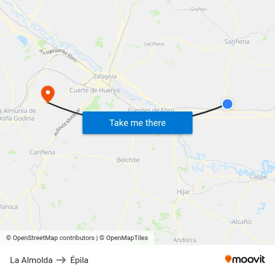 La Almolda to Épila map