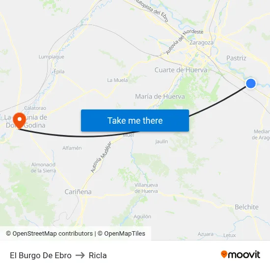 El Burgo De Ebro to Ricla map