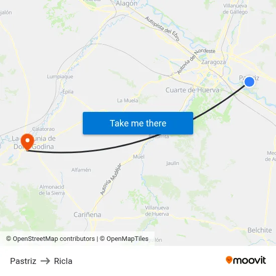 Pastriz to Ricla map