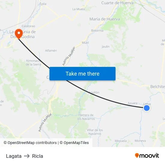 Lagata to Ricla map