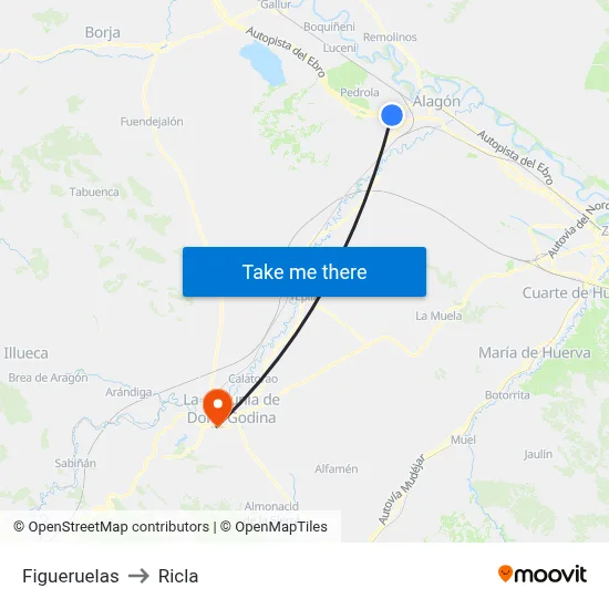 Figueruelas to Ricla map