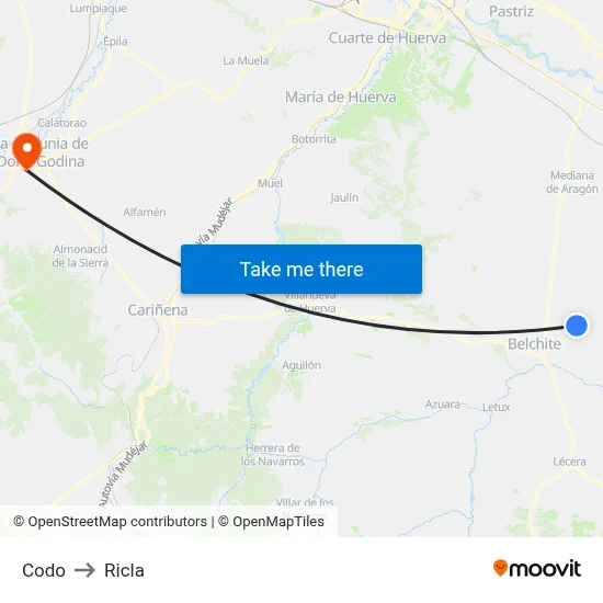 Codo to Ricla map