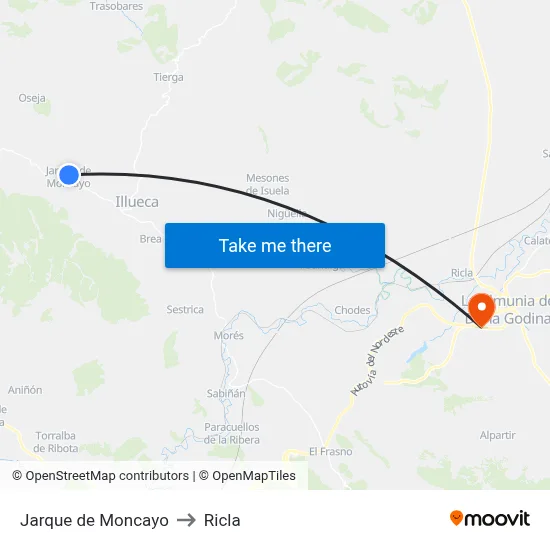 Jarque de Moncayo to Ricla map