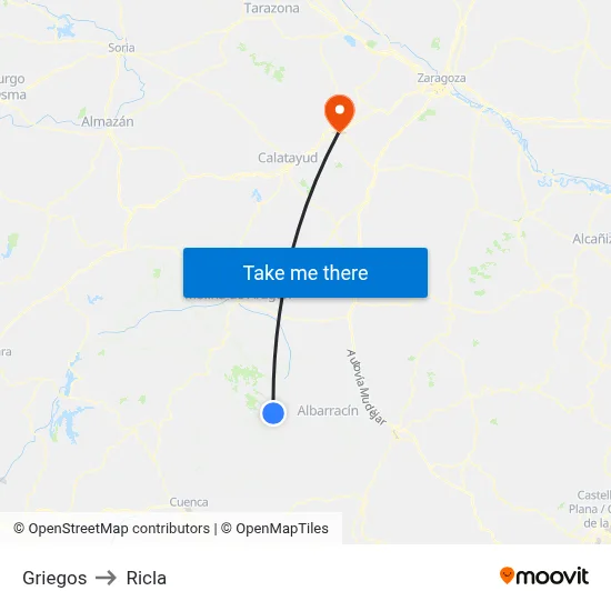Griegos to Ricla map