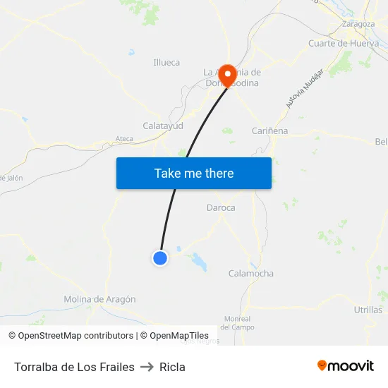 Torralba de Los Frailes to Ricla map