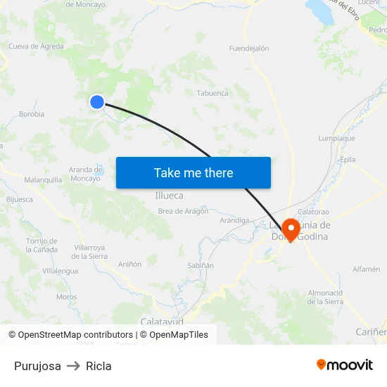 Purujosa to Ricla map