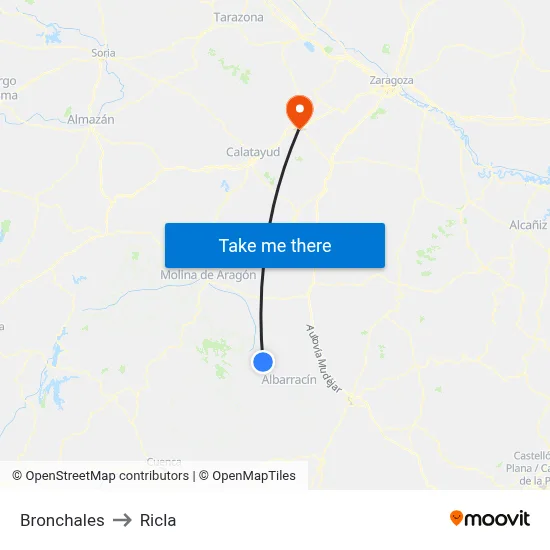 Bronchales to Ricla map