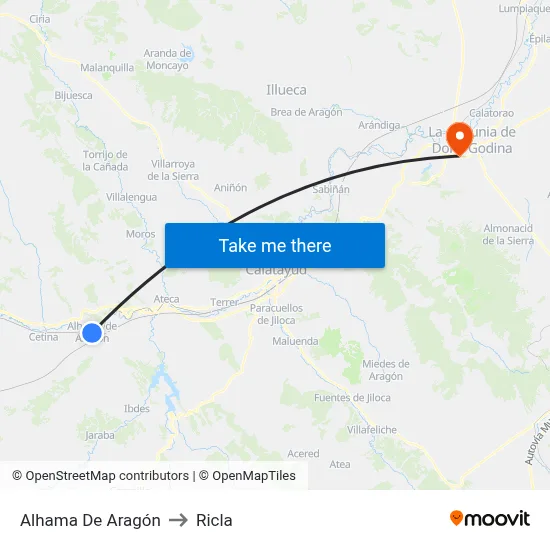 Alhama De Aragón to Ricla map