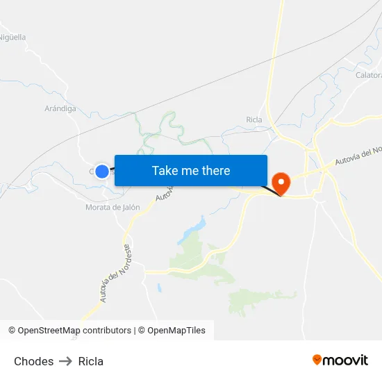 Chodes to Ricla map