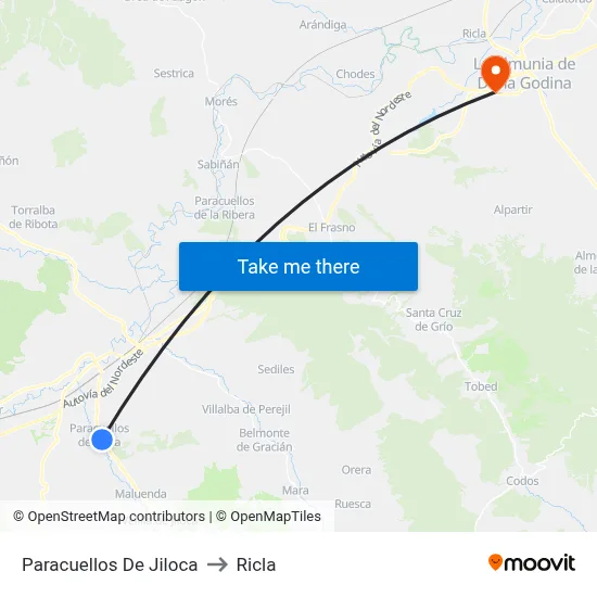 Paracuellos De Jiloca to Ricla map