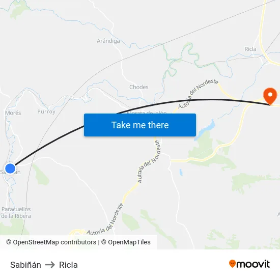 Sabiñán to Ricla map
