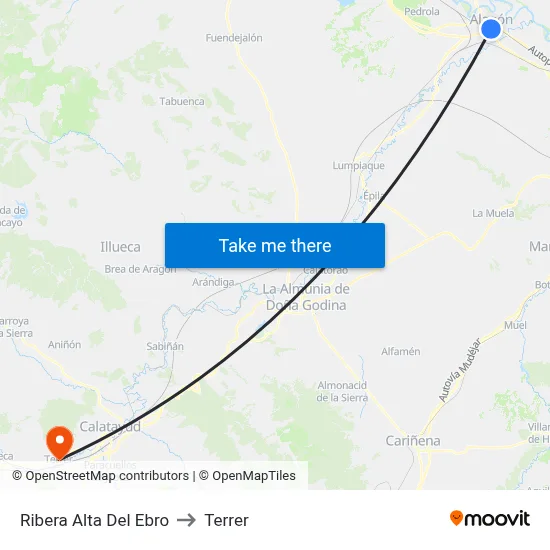 Ribera Alta Del Ebro to Terrer map