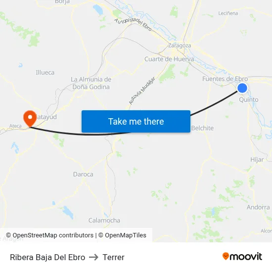 Ribera Baja Del Ebro to Terrer map