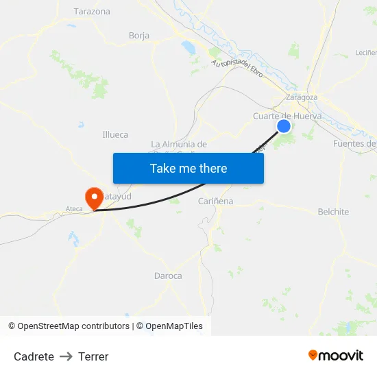 Cadrete to Terrer map