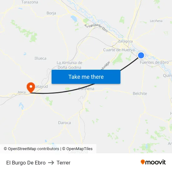 El Burgo De Ebro to Terrer map