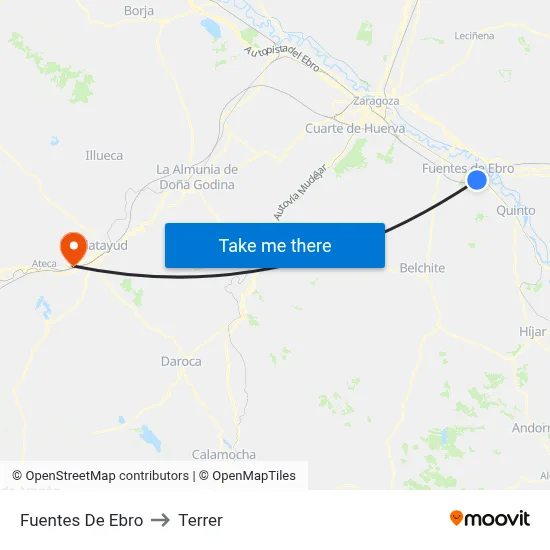 Fuentes De Ebro to Terrer map