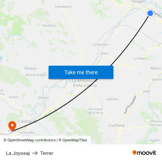 La Joyosaj to Terrer map