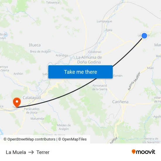 La Muela to Terrer map