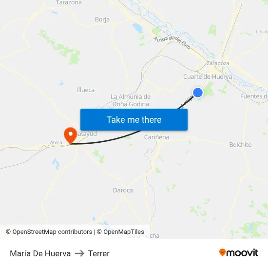 María De Huerva to Terrer map