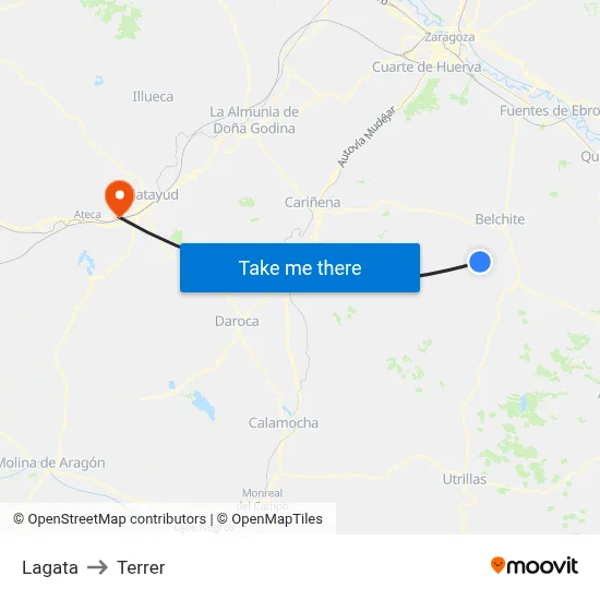 Lagata to Terrer map