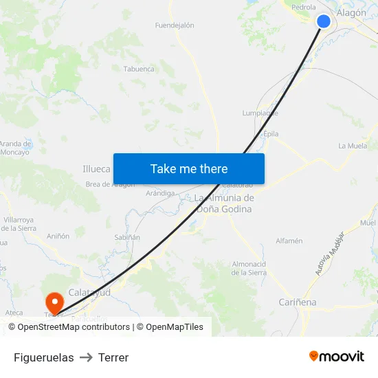 Figueruelas to Terrer map