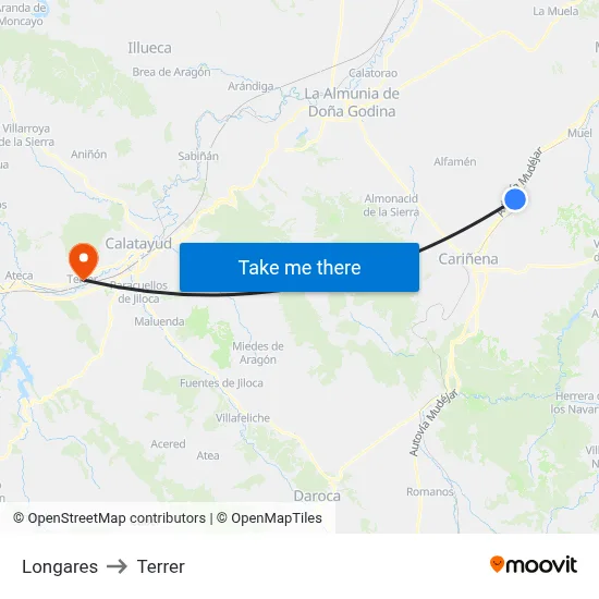 Longares to Terrer map