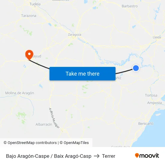 Bajo Aragón-Caspe / Baix Aragó-Casp to Terrer map