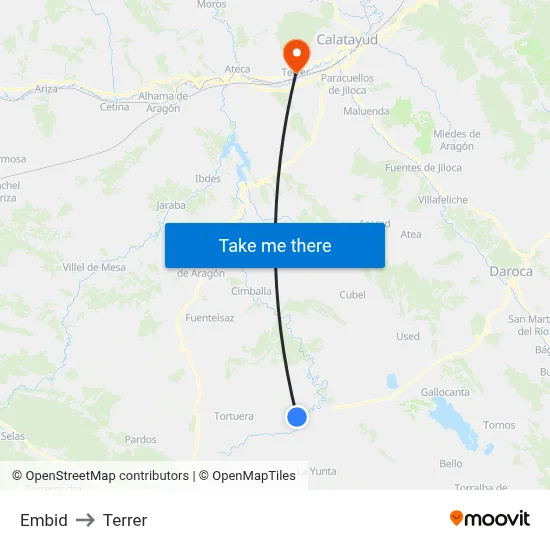 Embid to Terrer map