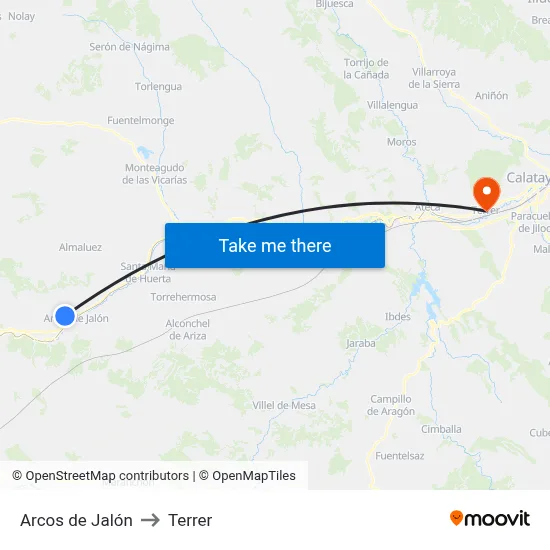 Arcos de Jalón to Terrer map