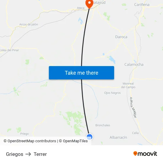 Griegos to Terrer map