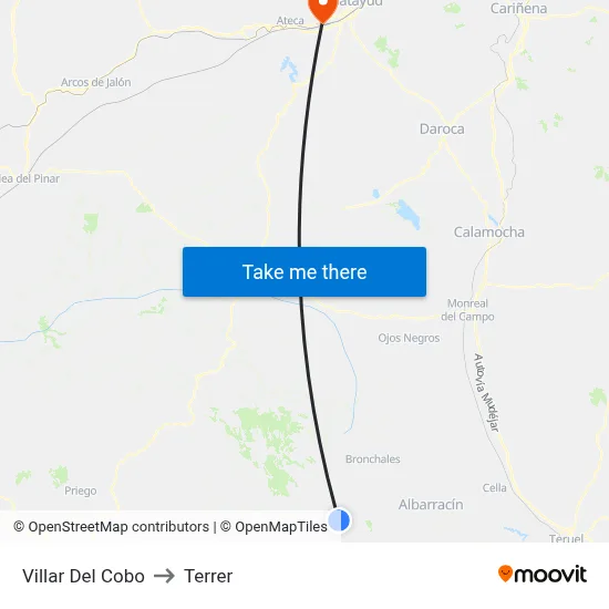 Villar Del Cobo to Terrer map